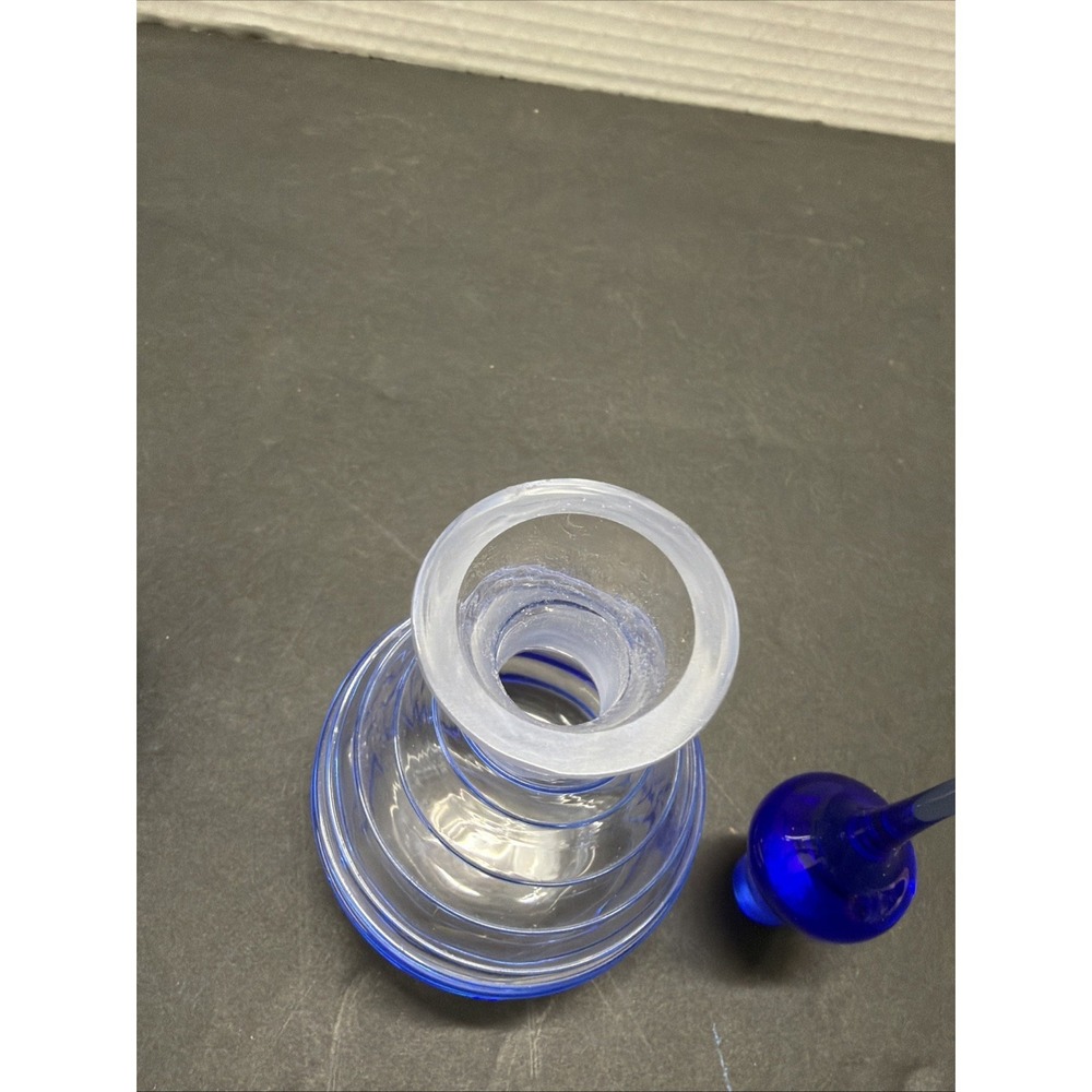 Vintage Handmade Glass,  Blue Perfume Bottles With Stoppers, Set   See Pictures - Picture 5 of 8